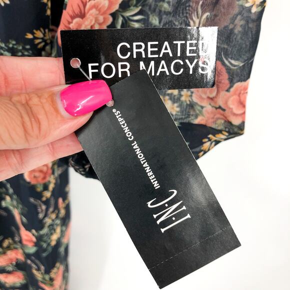 I.N.C. INTERNATIONAL CONCEPTS Maxi Dress 8 Blue Print Tidal Floral Boho NWT - Picture 13 of 16